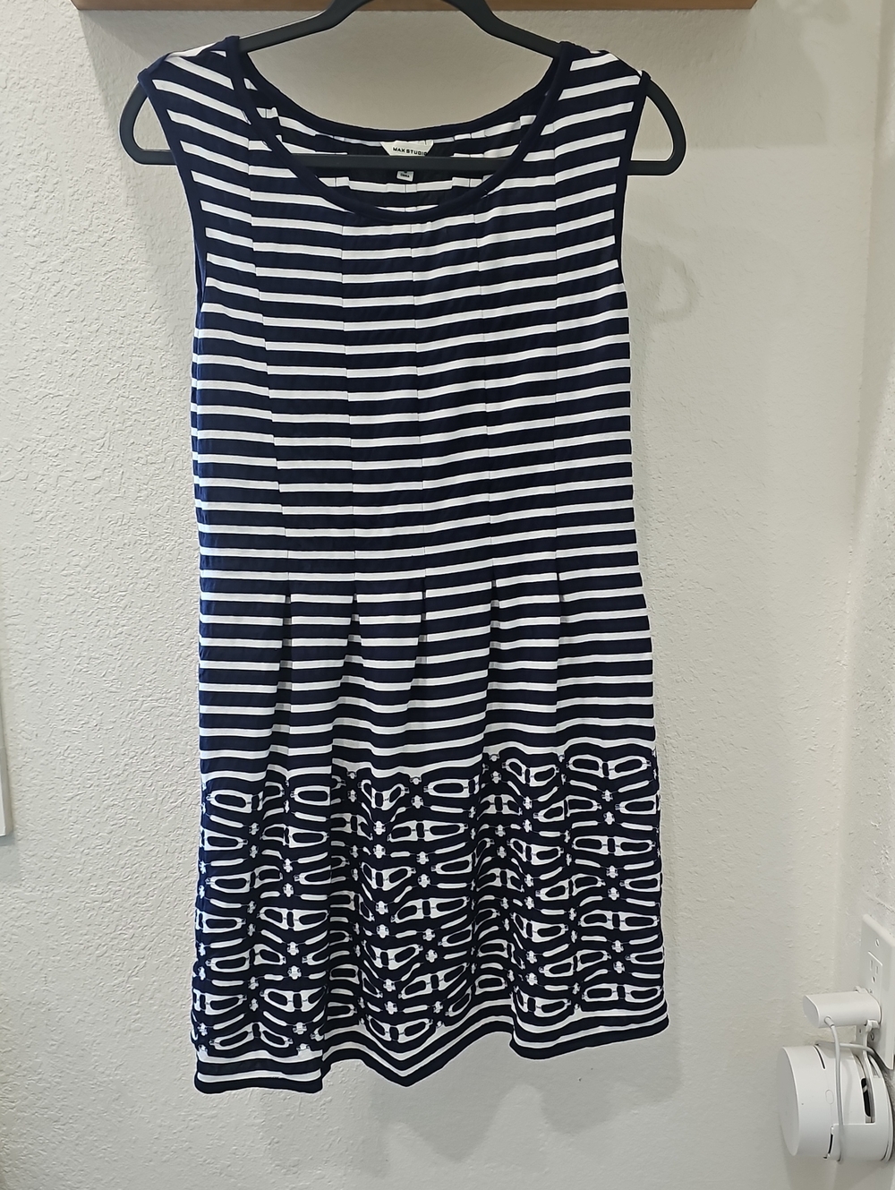 Max Studio navy and off white stripe dress